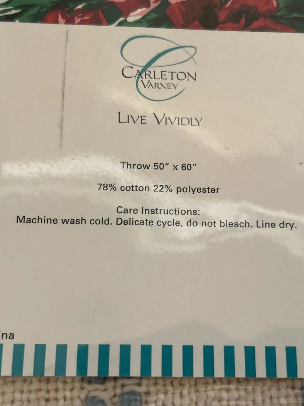 NWT Carleton Varney ~ Live Vividly Throw ~ 50